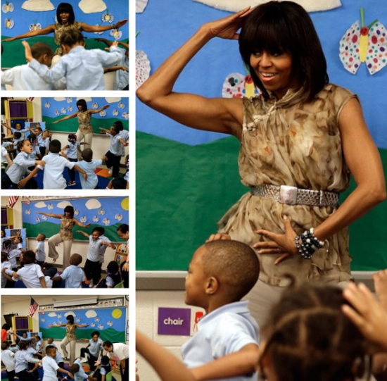 [VIDEO] First Lady Michelle Obama Dances To James Brown With Elementary