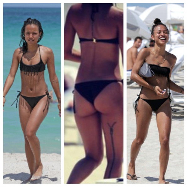 Karrueche-Beach-Body-Zipper-Tattoo-2013-The-Jasmine-Brand