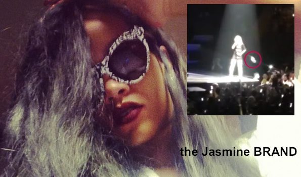 [WATCH] Rihanna Reacts to Fan Throwing Food At Her During Concert + Are We Feelin’ Her New Gray Hair?
