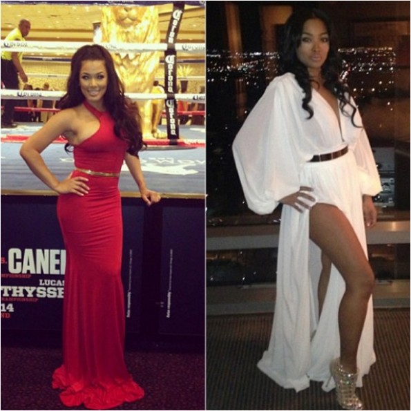 floyd mayweather fiance-miss jackson-new girlfriend queen princess-attend alvarez fight-the jasmine brand