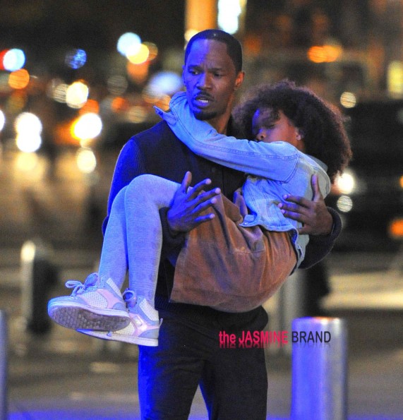 Jamie Foxx and Quvenzhane Wallis filming 'Annie' in NYC