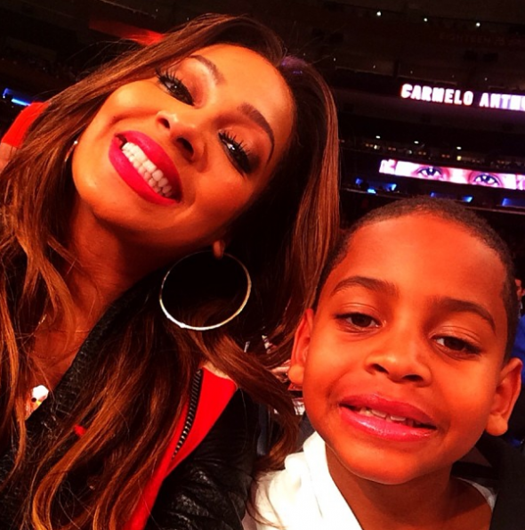 Lala-Anthony-Son-Kiyan-Knicks Game-The Jasmine Brand 