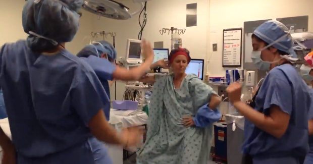 [WATCH] Fearless! Moments Before Having Both Breasts Removed, Patient Dances To Beyonce With Surgeons