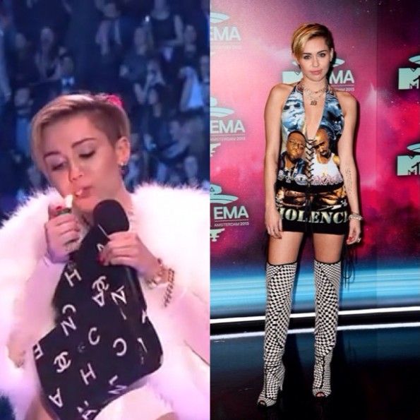 miley cyrus-smokes joint-at mtv europe music awards 2013-the jasmine brand