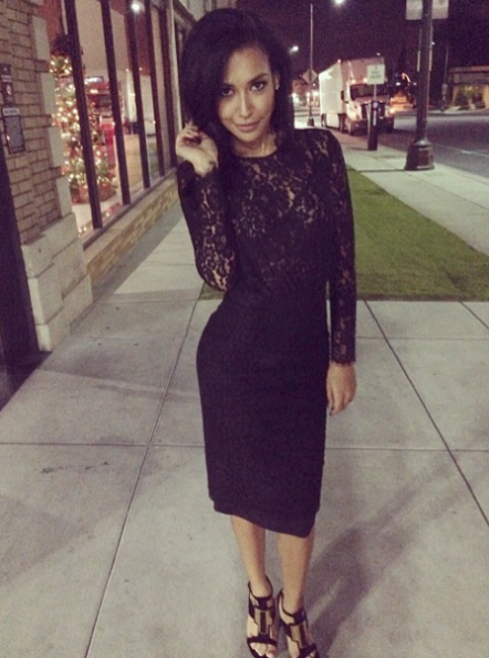 Naya-Rivera-Black-Lace-Dress-The Jasmine Brand