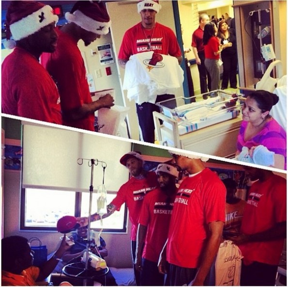 d wade-miami heat-deliver christmas gifts-visit hospital 2013-the jasmine brand