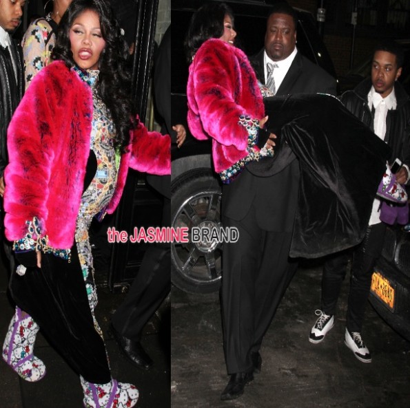 lil kim-pregnant-escorted-new york fashion week 2014-the jasmine brand