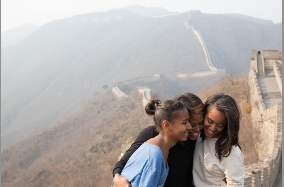 First Lady Michelle Obama Takes Sasha & Malia to Great Wall of China