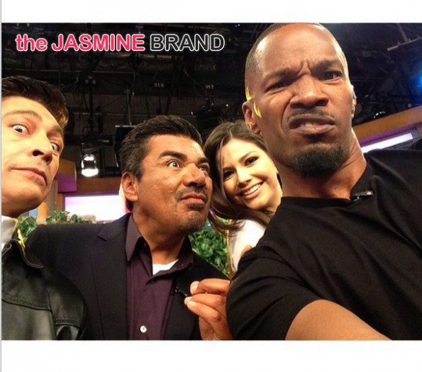 selfie-jamie foxx-george lopez-eva longoria-rio 2 premiere-miami-after party concert-the jasmine brand