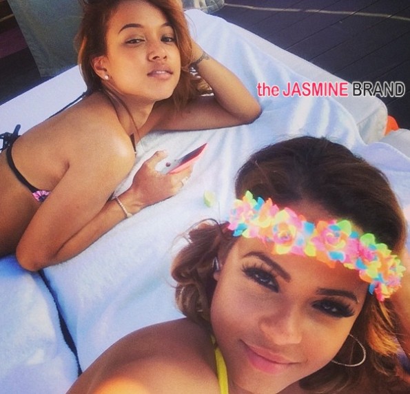 selfie-karrueche-christina milian-bikini pool side 2014-the jasmine brand