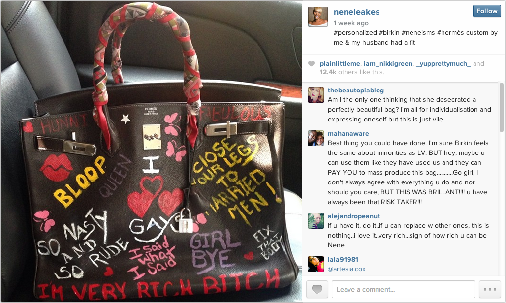 Nene Leakes' Birkin is Covered in Real Housewives Catchphrases - PurseBlog