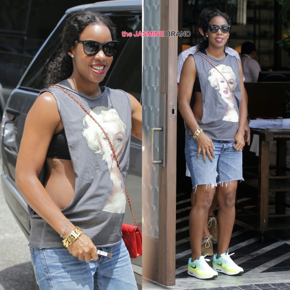 a pregnant kelly rowland shops at MAC in Beverly Hills-with husband the jasmine brand