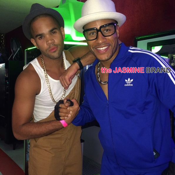 devon franklin and guest-meagan good 33rd birthday skating party 80s theme the jasmine brand