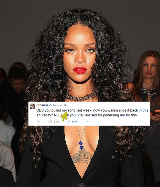 Rihanna Pissed At CBS For Penalizing Her Over Ray Rice Controversy: F**k You!