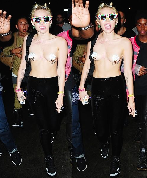 Topless With Pasties, Miley Cyrus Gives Eyeful at After Party