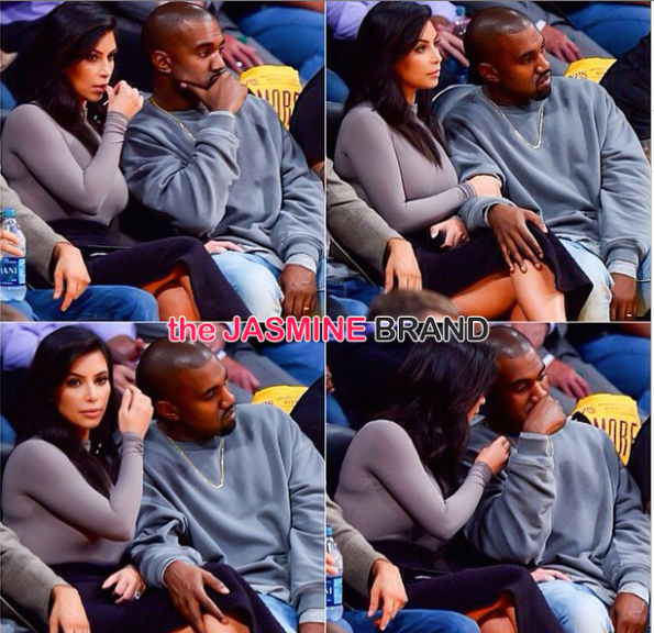 Kim Kardashian-Kanye West-Lakers Rockets game 2014-the jasmine brand