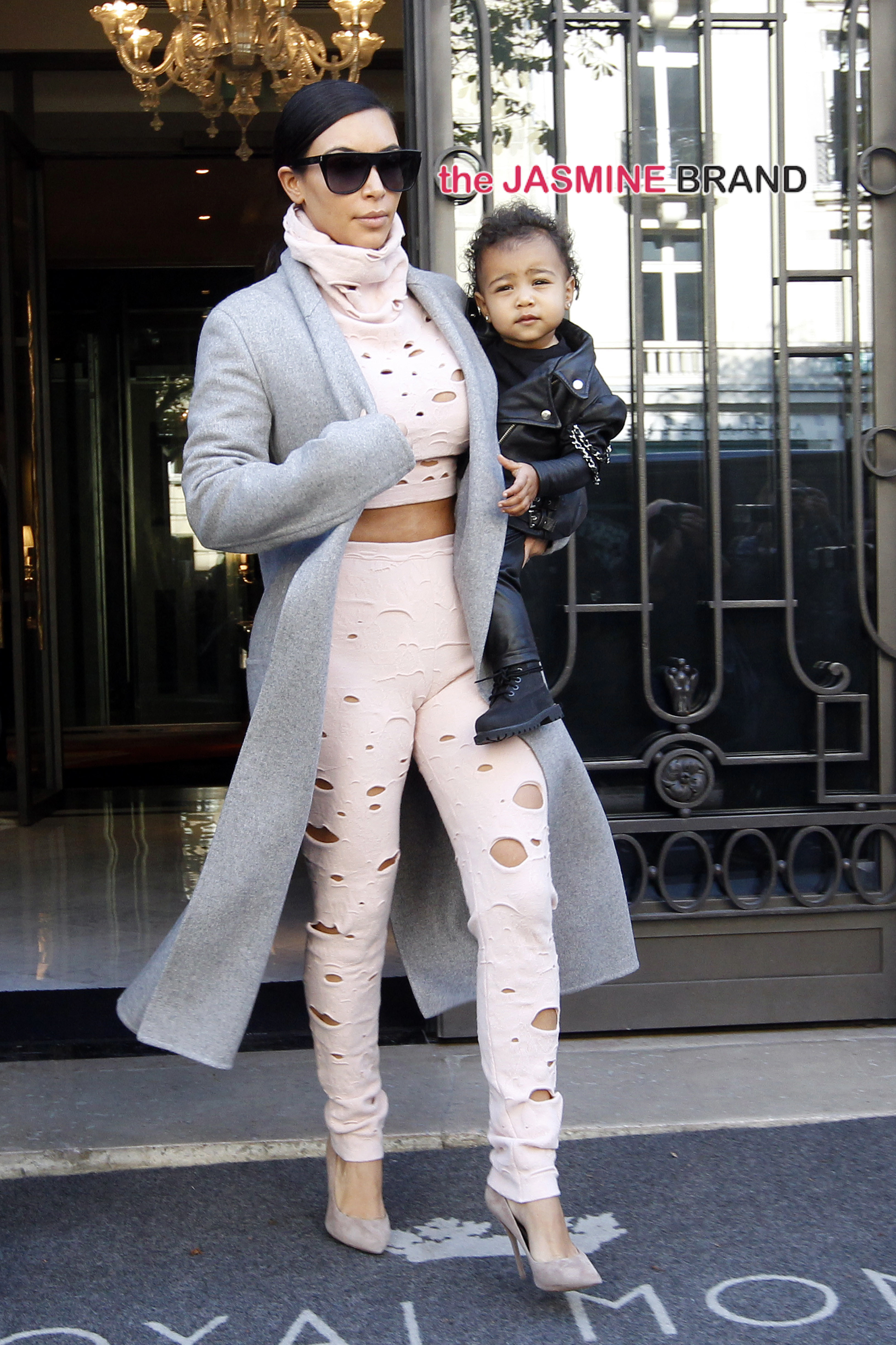 Kim Kardashian and North West out in Paris