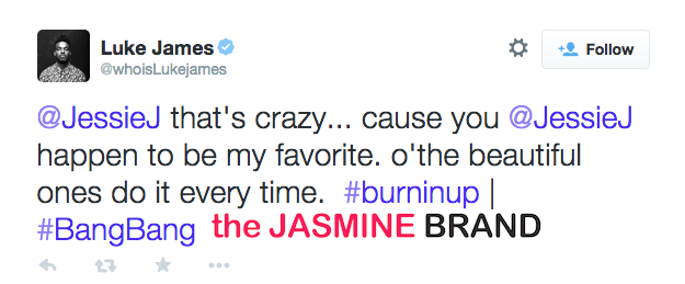 Twitter flirting-jessie j-luke james-the jasmine brand