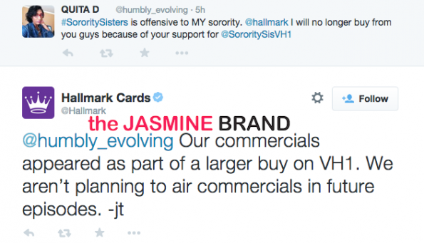Hallmark-Pulls Ads from Vh1-Sorority Sisters-the jasmine brand