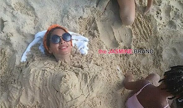 Ovary Hustlin’: A Sand Buried Beyonce, Sends Fans in A Baby Bump Frenzy! [Photo]