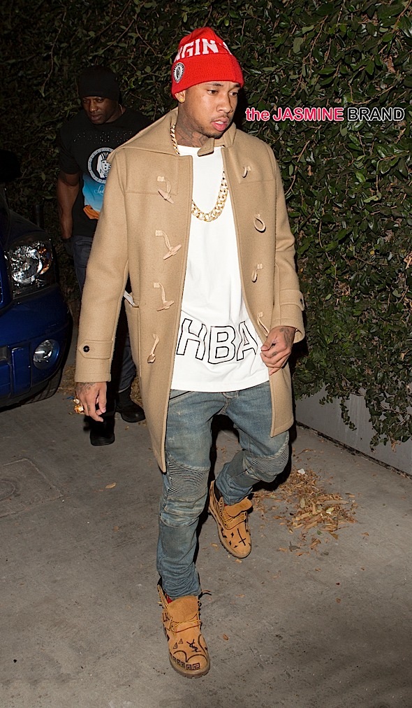 Rapper Tyga was seen arriving at Hooray Henry's Night Club in West Hollywood, CA
