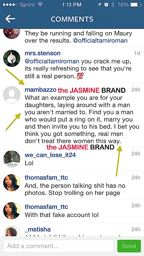 Tami Roman-Defends Herself Against Instagram Critic-the jasmine brand