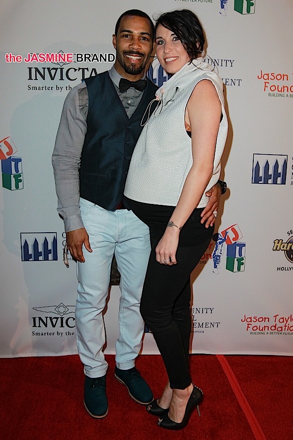 Omari Hardwick and pregnant wife Jennifer Pfautch attend a Jason Taylor Foundation event at the Seminole Hard Rock Hotel & Casino in Hollywood, FL