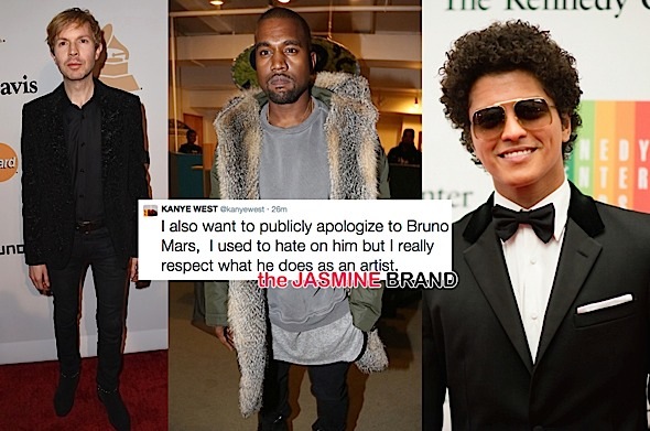 Kanye West Publicly Apologizes to Beck & Bruno Mars: I use to hate on him.