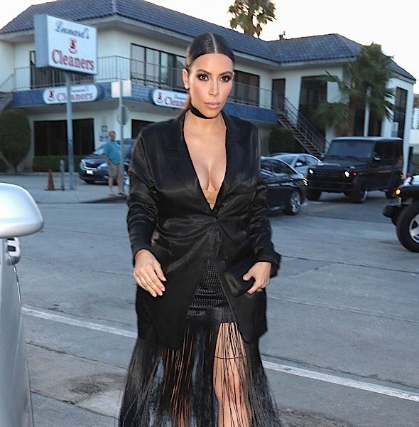 There are NO Rules in Maternity Fashion! Kim Kardashian Steps Out In Low-Cut Maison Margiela Dress [Photos]