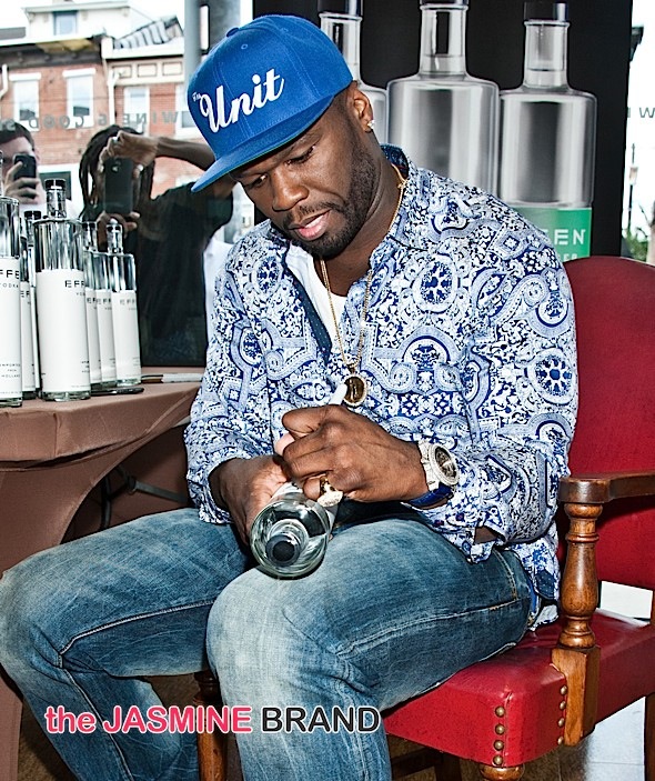 Curtis "50 Cent" Jackson Signs Bottles of EFFEN Vodka at The Fine Wine & Good Spirits Premium Collection Store in Philadelphia - July 22, 2015