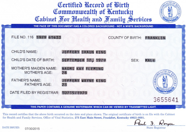 jeffery-shaun-king birth certificate