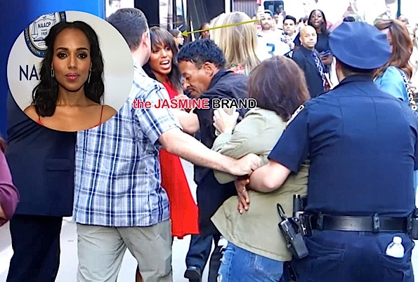 Police restrain Kerry Washington fan who tried to ambush her outside GMA in NYC