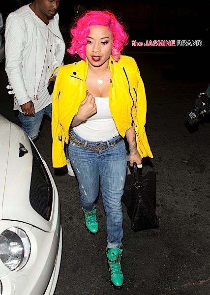Keyshia Cole seen arriving with Bright Pink hair at '1 Oak' Night Club in West Hollywood, CA