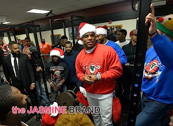 Ride Along 2 Stars Ice Cube, Kevin Hart And Carolina Panthers Quarterback Cam Newton Surprise Students At Local Charlotte High School For The Holidays