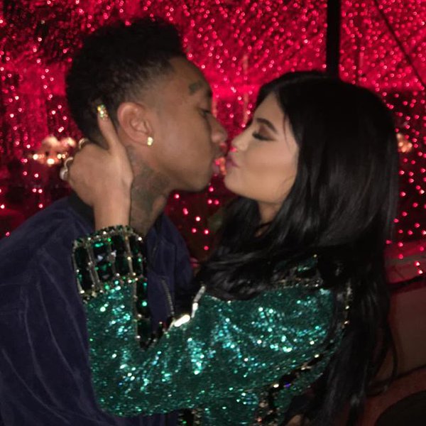 Tyga & Kylie Jenner at Kris Jenner's annual Christmas Eve party. 