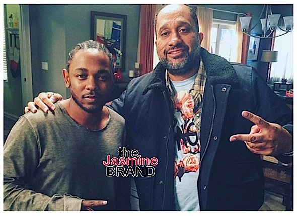 Kendrick Lamar on set with Black-Ish creator, Kenya Barris. Rumor has it, he may appear on an upcoming episode! 