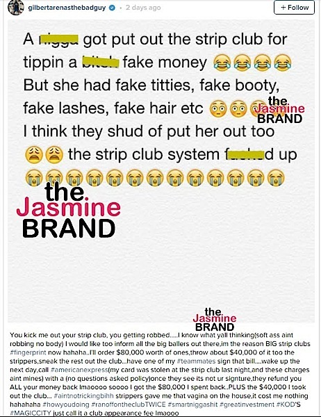 gilbert arenas-strip club-fraud-american express-the jasmine brand