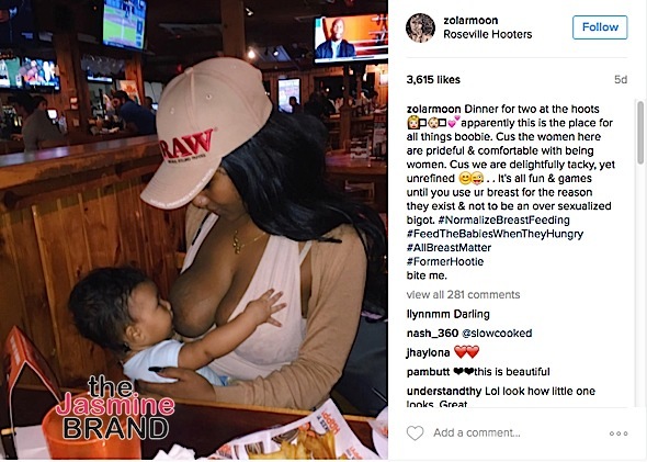 Zola The Stripper Openly Breastfeeds At Hooters 