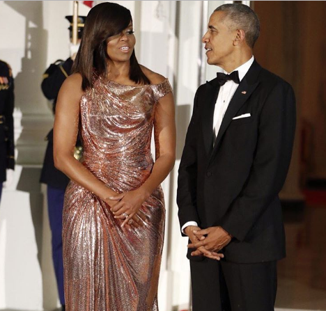 First Lady Fashion: Michelle Obama Stuns In Atelier Versace For Final State Dinner
