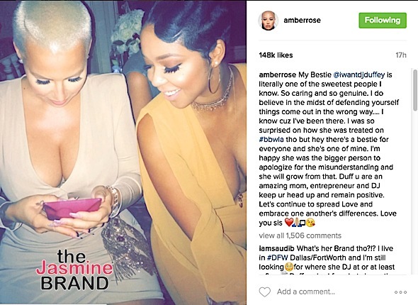 Amber Rose Defends DJ Duffey: I'm surprised how Basketball Wives treated her.