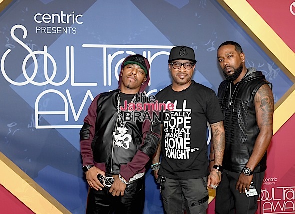 LAS VEGAS, NV - NOVEMBER 06: (L-R) Recording artists Sisqo, Nokio the N-Tity and Antwuan 'Tao' Simpson of Dru Hill attend the 2016 Soul Train Music Awards at the Orleans Arena on November 6, 2016 in Las Vegas, Nevada. (Photo by Ethan Miller/Getty Images)