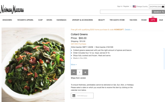 #GentrifiedGreens: Neiman Marcus Charges $66 For Collard Greens