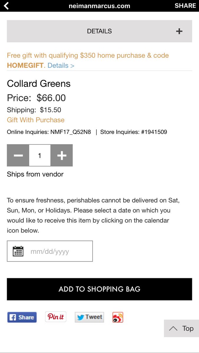 #Gentrifiedgreens: Neiman Marcus Charges $66 For Collard Greens
