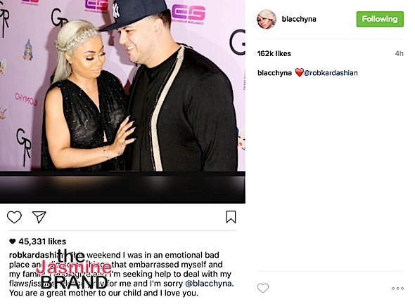 Rob Kardashian Apologizes to Blac Chyna: I'm getting help for my issues.