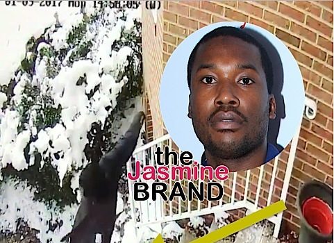 Ouch! Meek Mill Takes Tumble Down Icy Stairs [VIDEO]