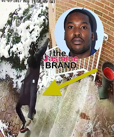 Ouch! Meek Mill Takes Tumble Down Icy Stairs [VIDEO]