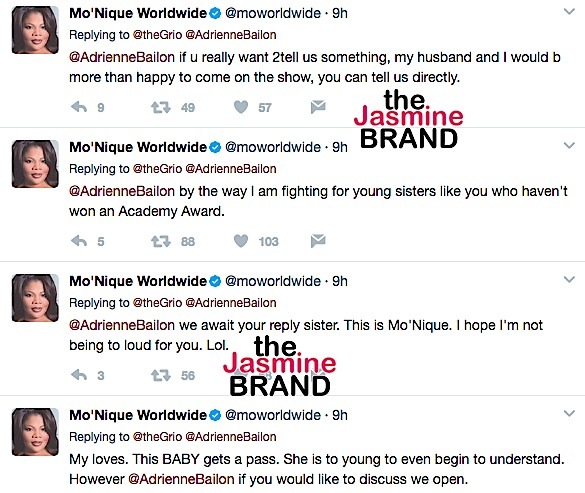 Mo'Nique To Adrienne Bailon: I'll give you a pass. 