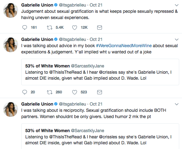 Gabrielle Union Clarifies A$$ Eating Comment + Adds: My sexual experience covers decades.