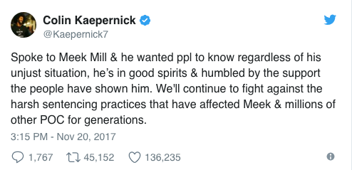 Colin Kaepernick Speaks to Meek Mill In Jail