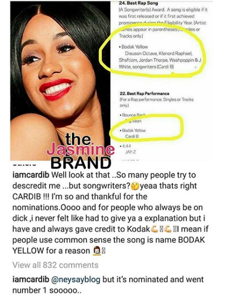 Cardi B Accused of Not Writing 'Bodak Yellow': People Are Trying To Discredit Me